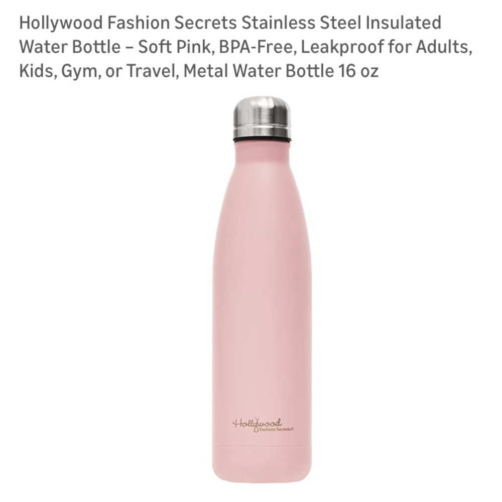 Hollywood Fashion Secrets Pink Insulated Water Bottle